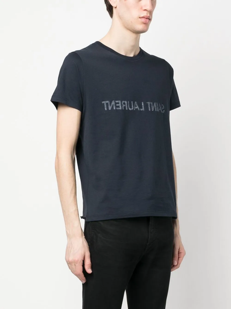 Saint Laurent Navy Blue Cotton T-Shirt