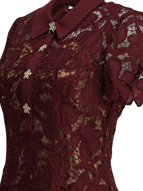 Self-Portrait Short lace dress - Bordeaux