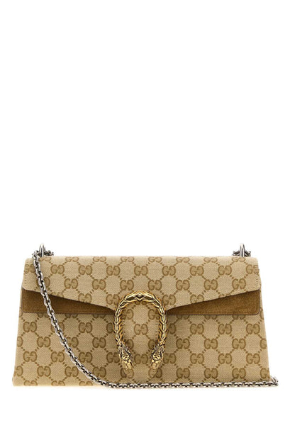 Dionysus Medium Coated Canvas Shoulder Bag - Sand and brown GG canvas