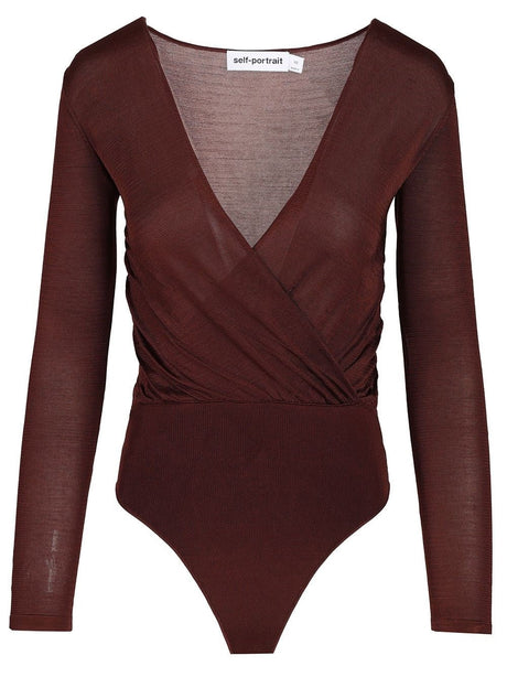 Self-Portrait Knitted Bodysuit - Brown