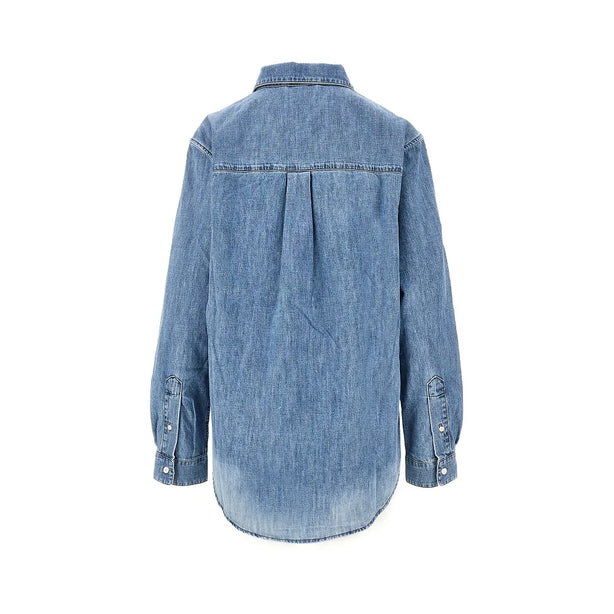 MIU MIU Logo embroidery chambray denim shirt