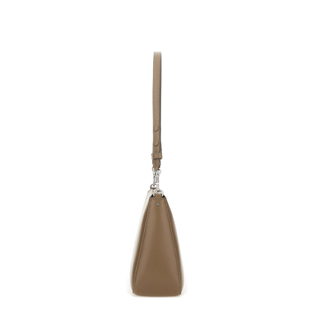 Perry Pebbled Leather Shoulder Bag - Brown