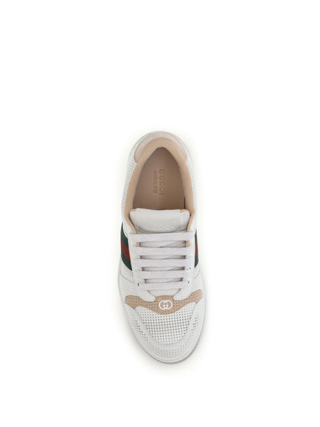 Gucci Screener leather Sneakers - Wh/Np/Wh/Vrv/Gw/Gw/N