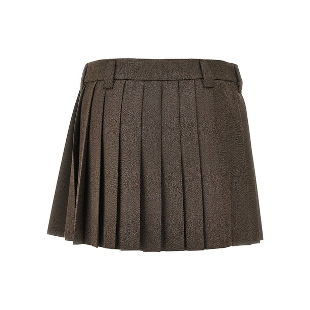 MIU MIU Pleated wool mini skirt