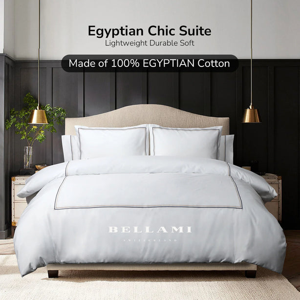 Bellami Hotel De Luxe Speedy Egyptian Cotton Bedding Set with Triple Embroidery Stitch
