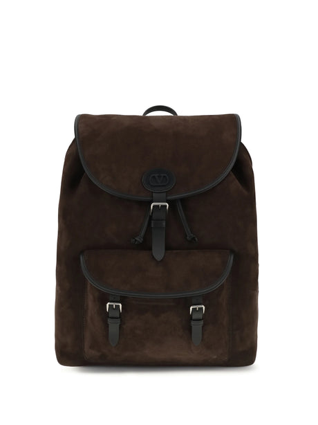 Valentino Garavani Antibes Backpack in suede - Testa Di Moro/Black
