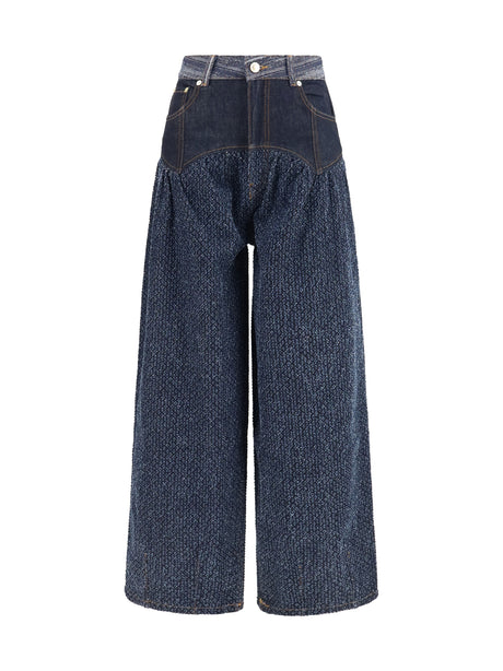 Embroidered Corset Balloon Jeans