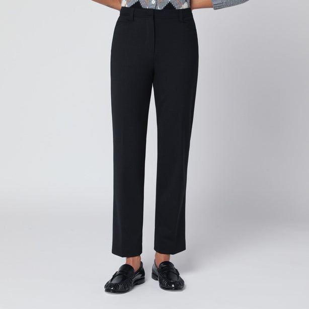 Black Wool Blend Trousers