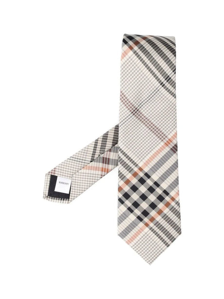 Burberry Checked Silk Tie - Beige