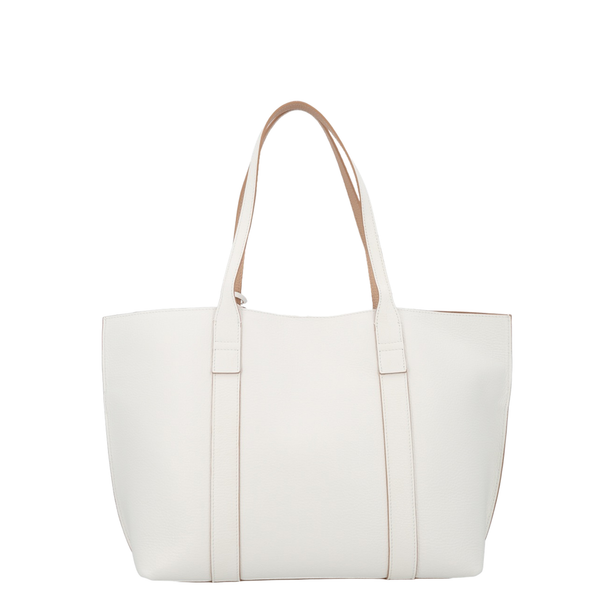 Hogan Script Medium Calf Leather Shopping Bag - Ivory