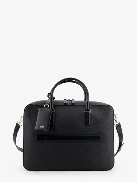 Tom Ford Leather work bag with front lettering logo - Black