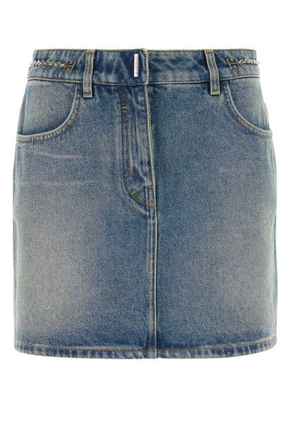 Denim Mini Skirt in Clear Blue