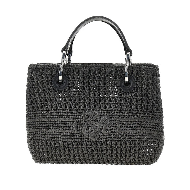 EMPORIO ARMANI Woven raffia small MyEA Bag