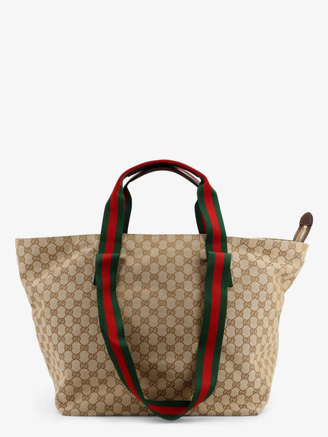 Gucci GG fabric shopping bag with Nastro Web handle detail - Vintsanddkbrovrv