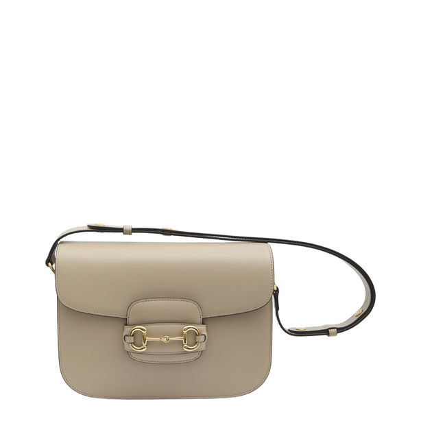 Horsebit 1955 Medium Leather Shoulder Bag - Beige