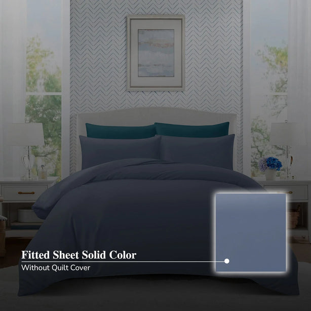 Hillcrest ComfyLux Solid 988TC | Fitted Sheet Set I No Quilt Cover - 6 Colour