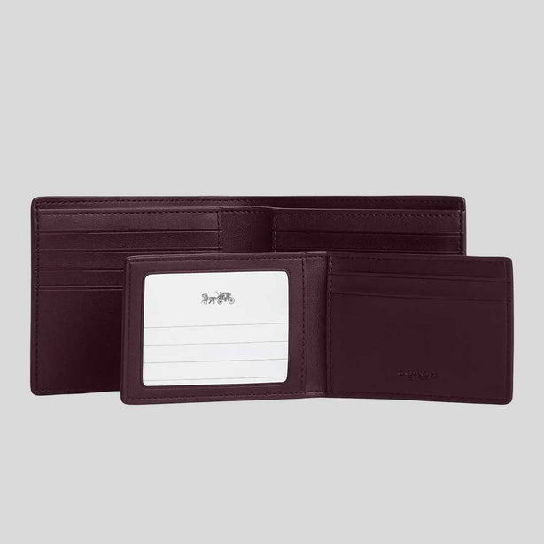COACH Men's 3 In 1 Wallet In Signature Canvas Black Currant PRINT VARIES RS-CW380