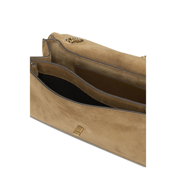 Kira Turnlock Suede Shoulder Bag - Toffee