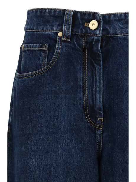 Brunello Cucinelli Barrel-leg Jeans - Essential Dark Blue Denim