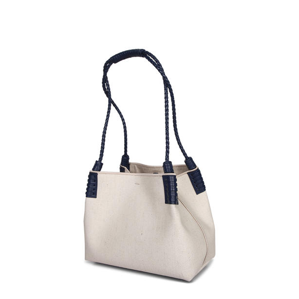 Libra Small Canvas Shoulder Bag - Natural