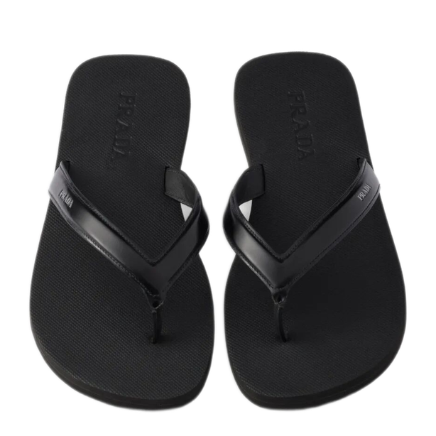 Prada Brushed Leather Flip-Flops