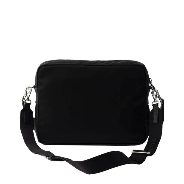 Logo-Plaque Re-Nylon Messenger Bag - Black