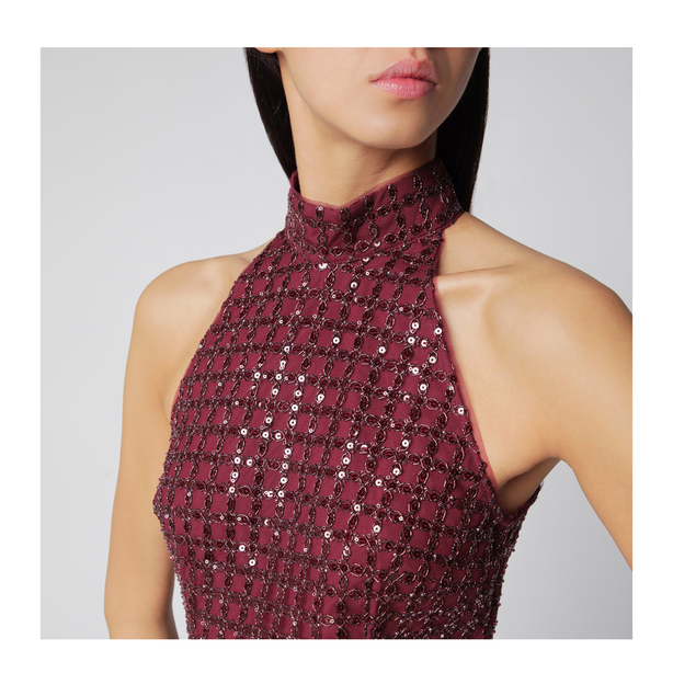 Burgundy Beaded Maxi Dress