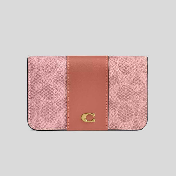 COACH Essential Slim Card Case In Signature Canvas Melon Pink RS-CR542