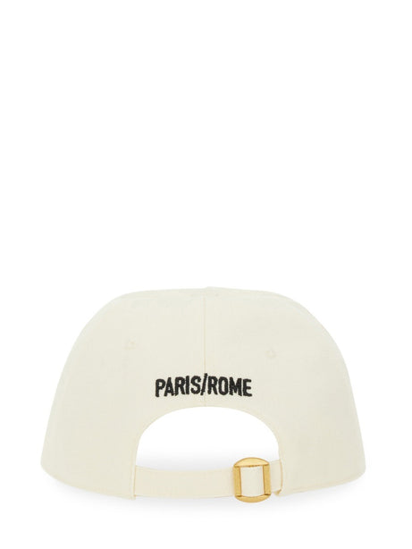 Ivory Cotton Baseball Cap with Adjustable Embroidered Logo