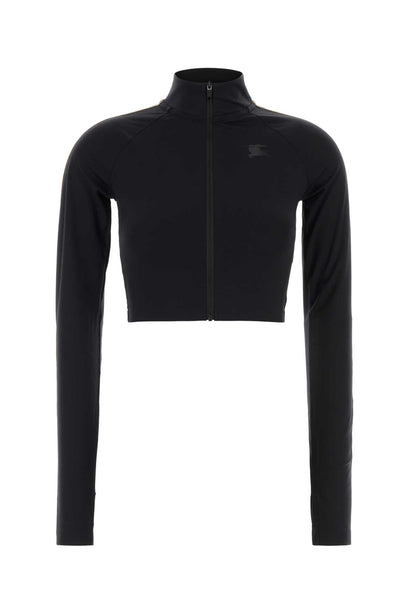 Black Stretch Nylon Sweatshirt