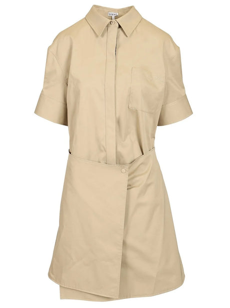 Loewe Cotton And Silk Dress - Beige