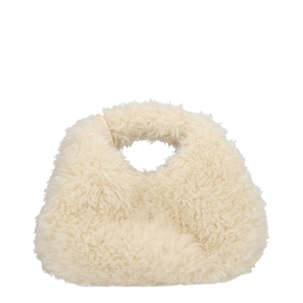Alternative Fur Mini Hobo Bag - Egret
