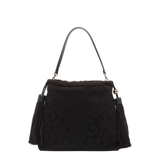 Kalispera Medium Suede Shoulder Bag - Black