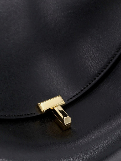 Toteme T-Lock leather crossbody bag - Black
