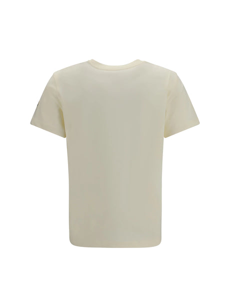 Moncler Cotton T-shirt with a tone on tone embroidered logo - White