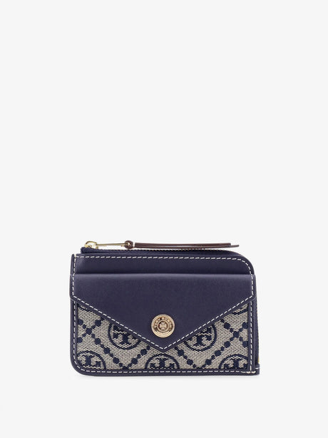Tory Burch T Monogram Envelope Zip Card Case Wallet - Torynavy