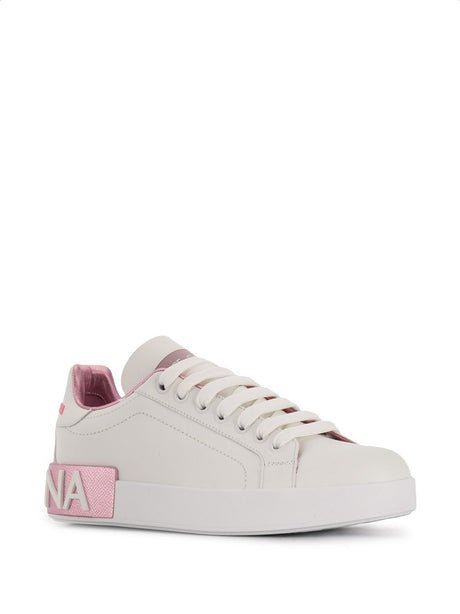 Elegant White and Pink Low-Top Sneakers