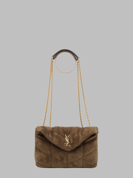 Saint Laurent Toy Puffer Suede Shoulder Bag - Light Musk