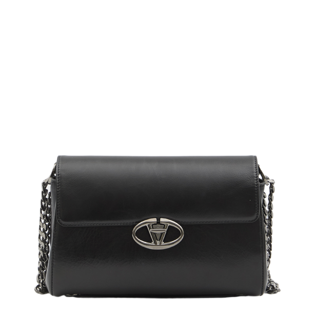 VLogo Medium Calfskin Shoulder Bag - Black
