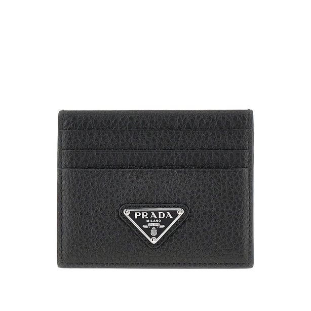 PRADA Grained leather cardholder with logo