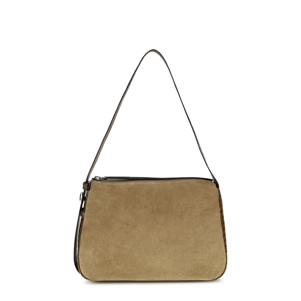 Romy Medium Leather & Suede Shoulder Bag - Tiramisu