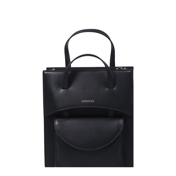 Pocket Medium Calf Leather Handbag - Black