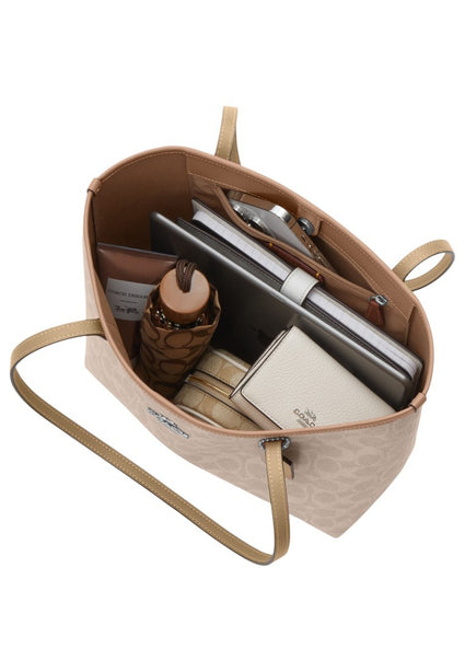 Coach Medium City Tote Bag In Signature Canvas - Sand/Taupe