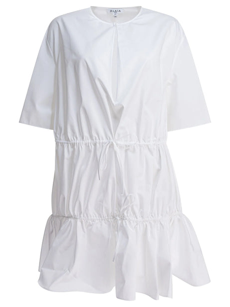 AlaïA Cotton poplin dress - White