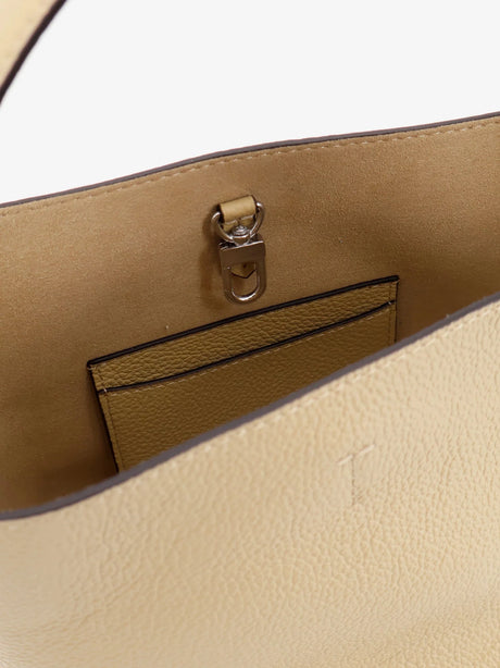 Toteme Petite Belted leather handbag with logo lettering print - Cashew