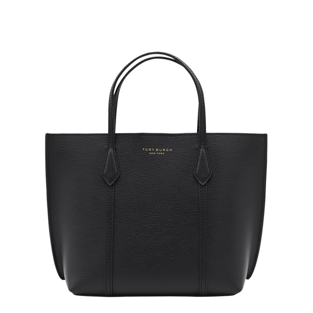 Perry Small Grained Leather Tote - Black