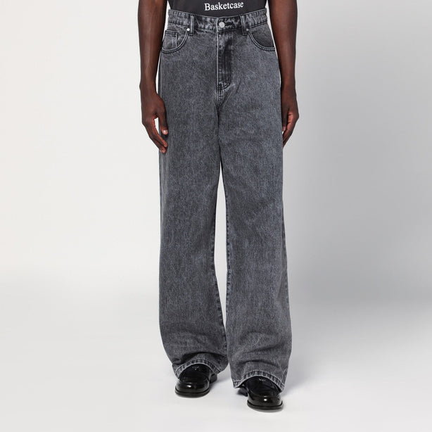 Wide Leg Black Washed Jeans