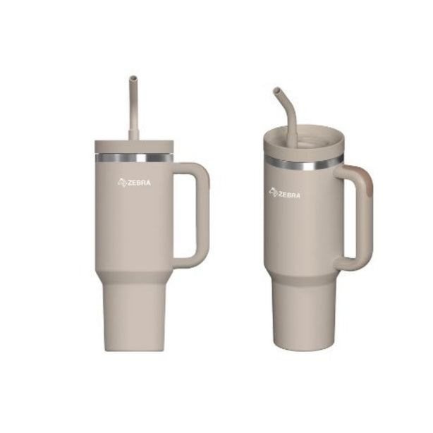 Zebra Vacuum Tumbler With Straw Jumbo 1.2L, Cream Brown