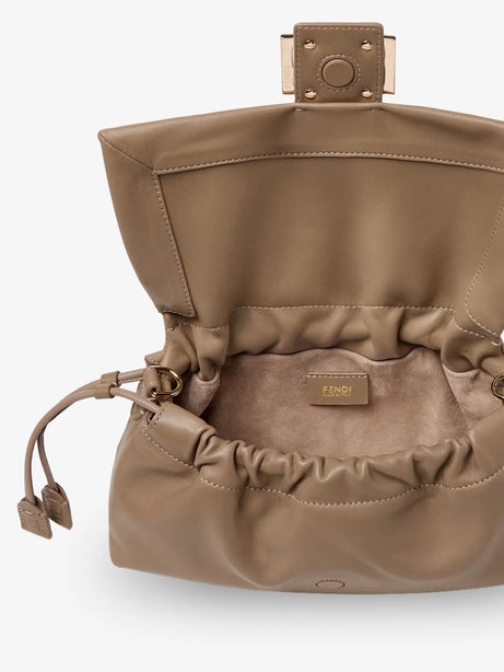 Fendi Baguette Soft Medium Leather Shoulder Bag - Tortora