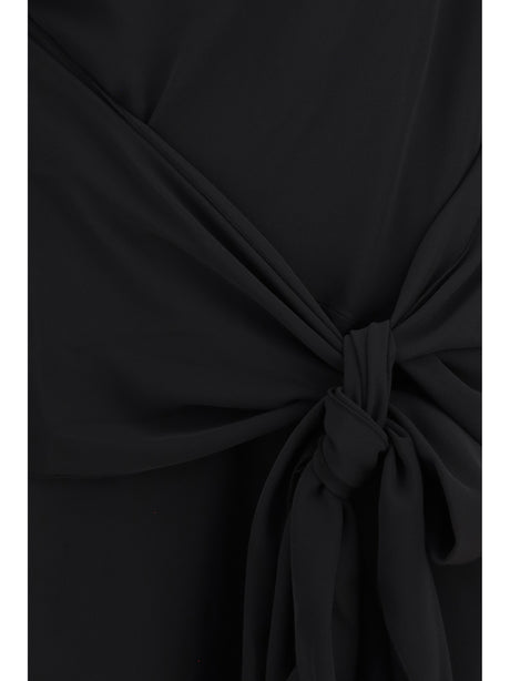 Draped Knot Crepe Mini Dress